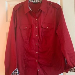 Red button down blouse